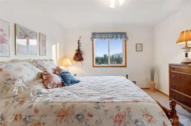 Guest Bedroom man level. Closet. Wall to wall carpet.