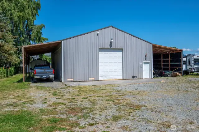 Two covered storage spaces
