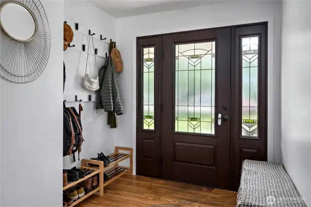 Light floods this beautiful entryway