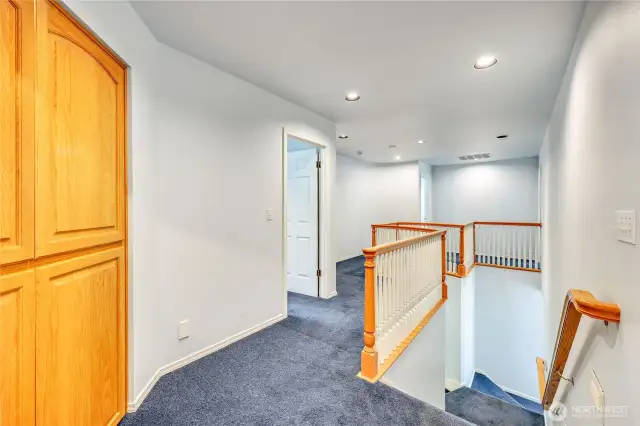 Looking down the hall from the top of the stairs
