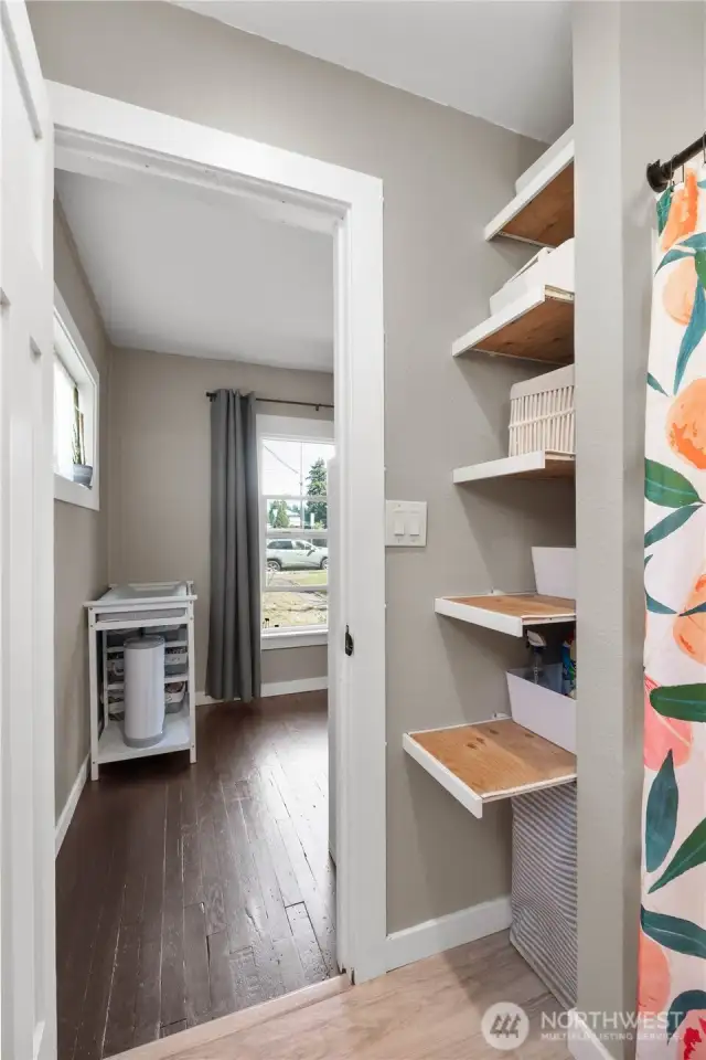 linen storage with pull out shelves