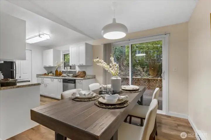 Dining room which leads to the kitchen.