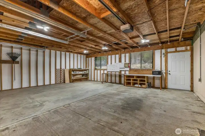 Oversized garage with attic storage above as well.