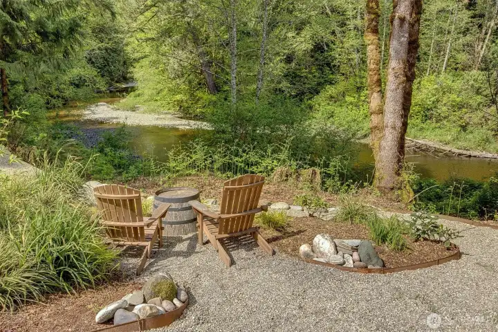 Enjoy the views of the water from your gravel fire-pit area