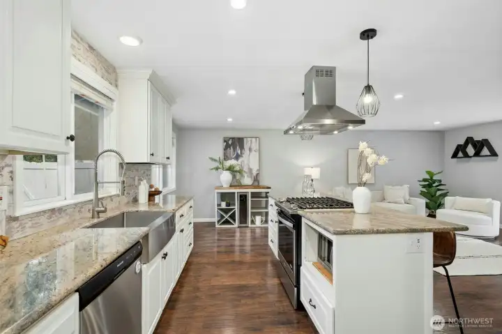 A broader view of the 'great room.'