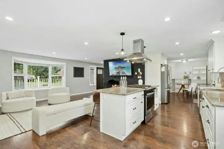 From the kitchen nook looking over the living area.