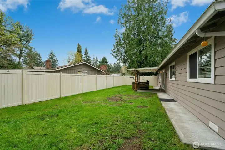Fully fenced backyard.