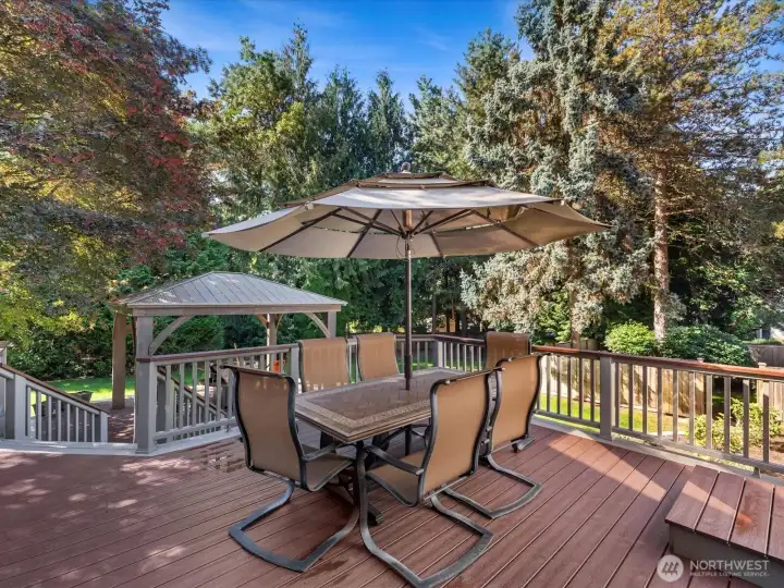 Massive deck with new trex decking and new gazebo.