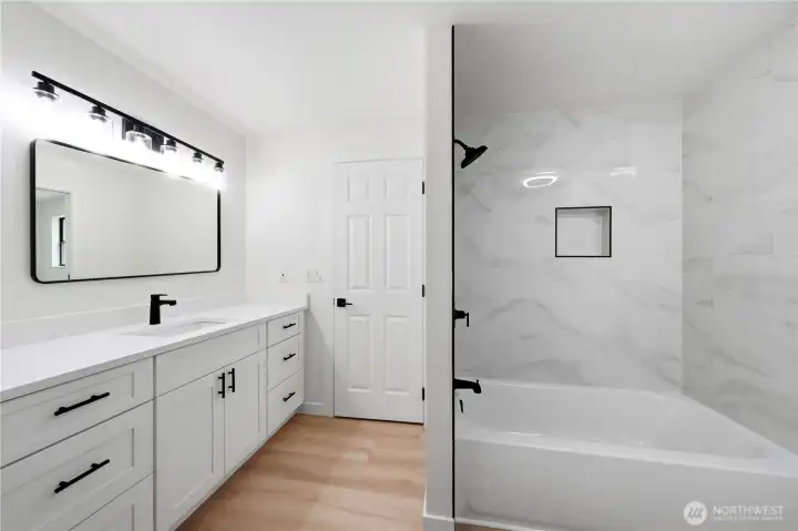 Mirrors are virtually staged. Will be installed prior to closing.