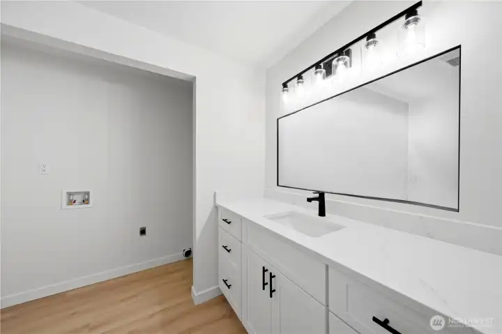 Mirrors are virtually staged. Will be installed prior to closing.