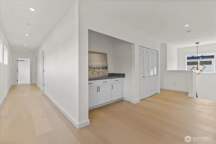Large hallway with views and tons of natural light
