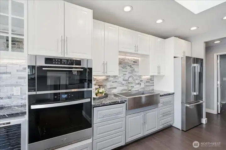 Plenty of storage with tall custom cabinetry