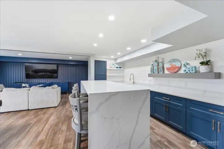 Extra cabinets, exceptional stone and tile work