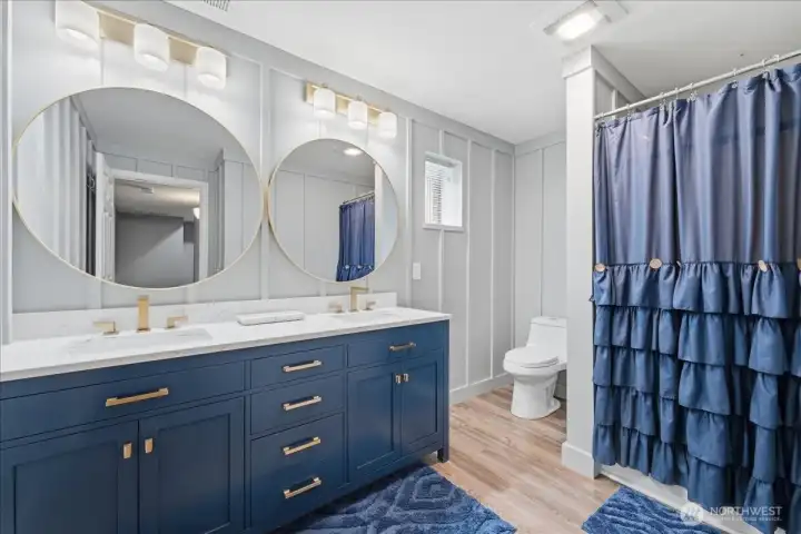 Updated lower bath with gorgeous vanity