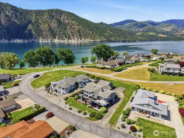 View of home (middle) highlights ideal location and space