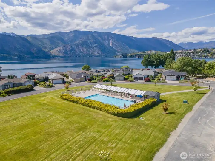 Private community pool located on the hill top just behind the house