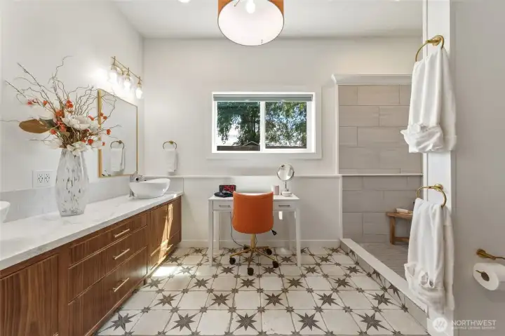 248 Primary Bathroom with custom built vanity cabinet