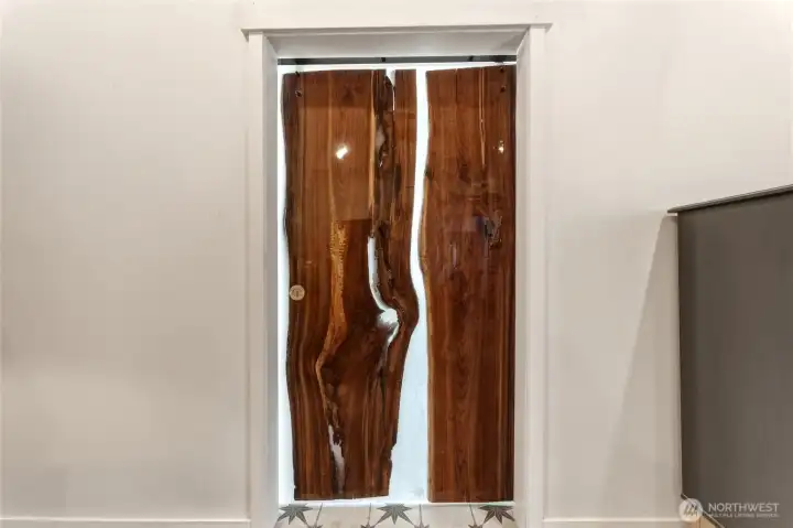 248 Primary Bathroom Door - Custom made featuring 100 year old cedar planks from Snoqualmie, WA