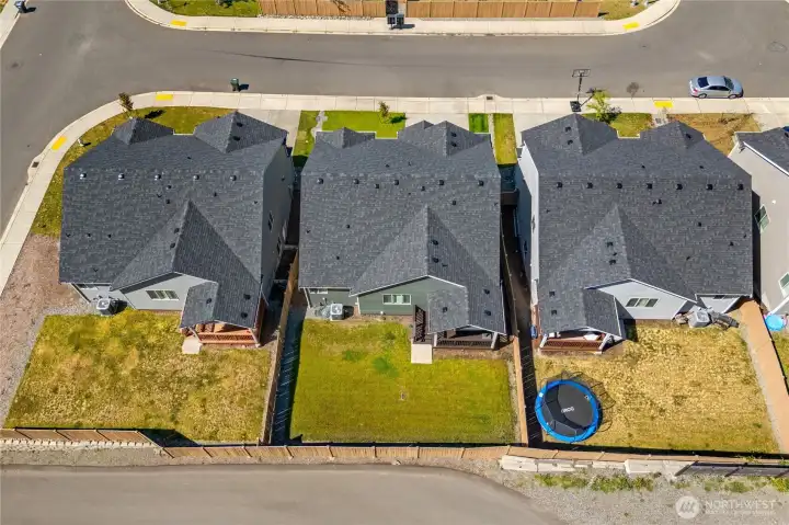 Overhead look at the home and back yard Overhead look at the home and back yard