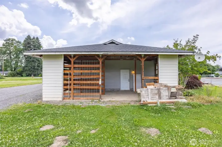Ample Storage between Garage and Covered Addition