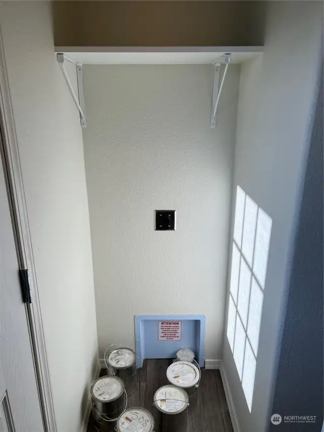 Utility room dryer hook up.