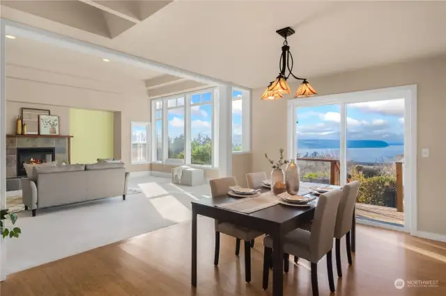 Formal dining area w/ slider to deck with views