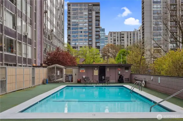 Pool area available year round. Heated 5-6 months a year.