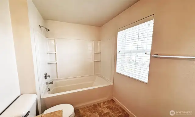 Guest bathroom with window, great for ventilation!