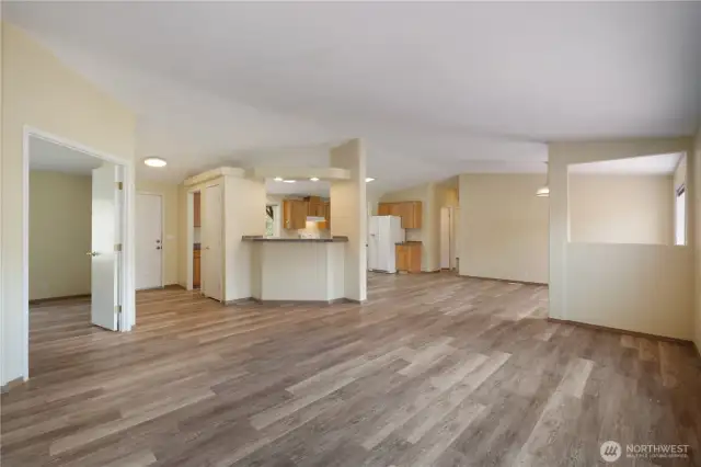 LIVING ROOM TO KITCHEN AND BONUS ROOM