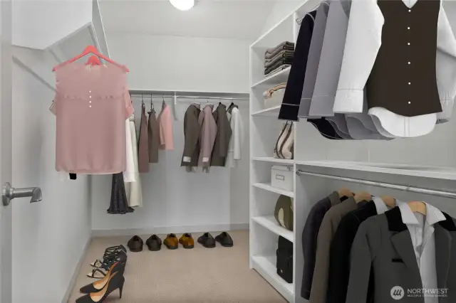 Huge walk in closet with ample storage space