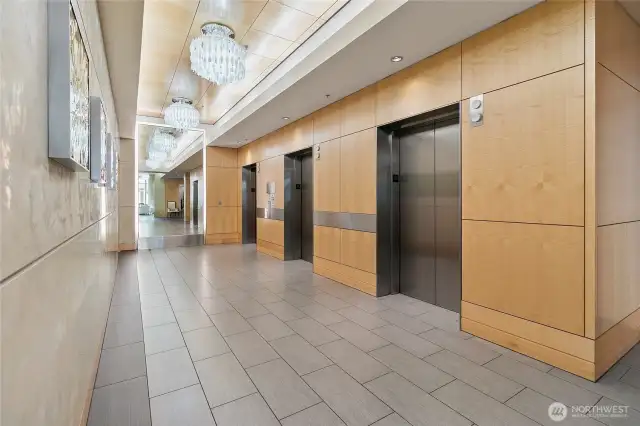 Elevators whisk you up to the 22nd floor quickly and there's a separate larger elevator for moving in and out