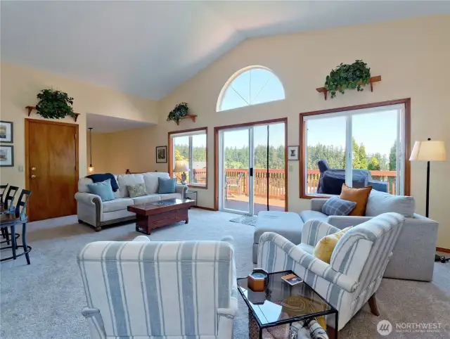 Vaulted ceilings in the living room and kitchen!