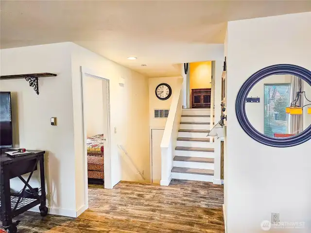 One bedroom on main, second bedroom on mezzanine level.