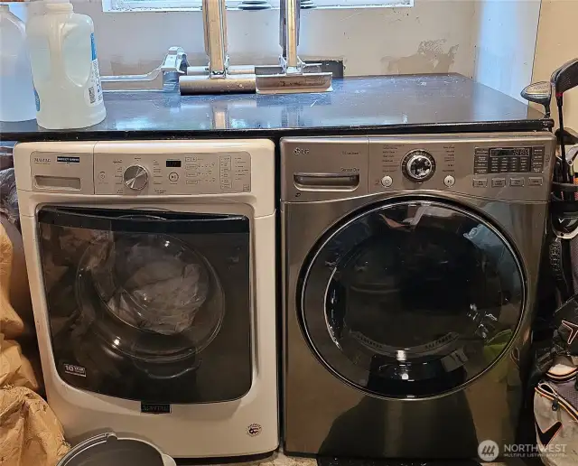 Laundry in garage.