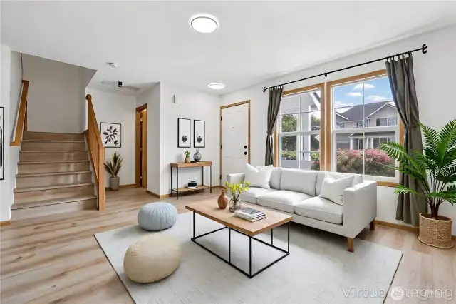 Digitally staged living room.