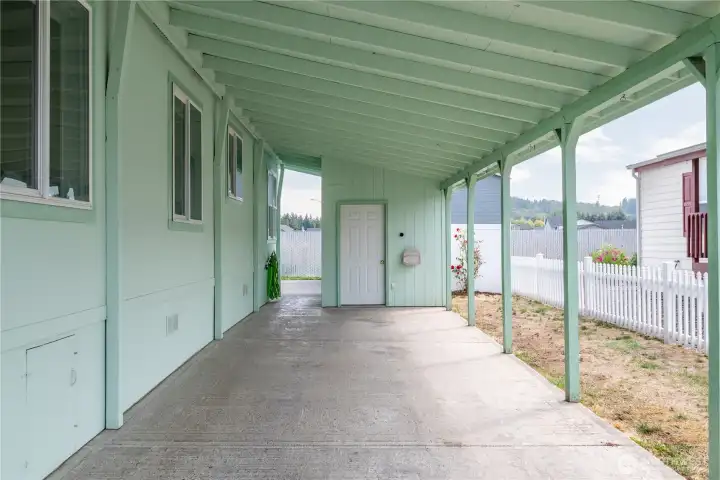 Carport that fits multiple cars.
