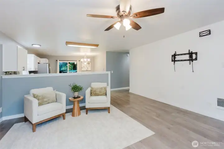 LVP Flooring flows seamlessly into kitchen