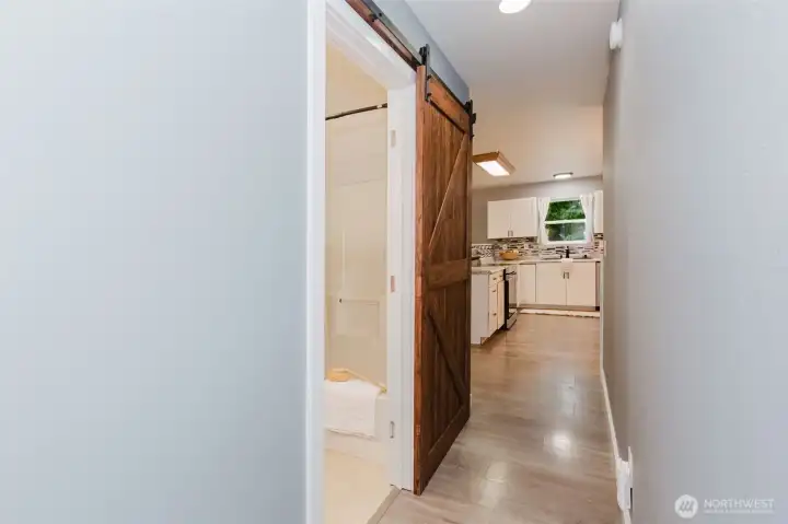 Head down the hall to tour sleeping quarters and bathrooms
