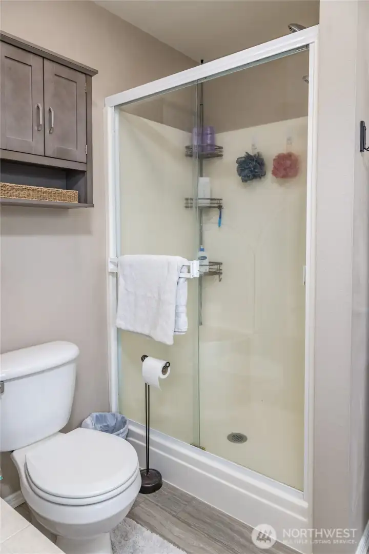 Separate shower stall in the primary bath