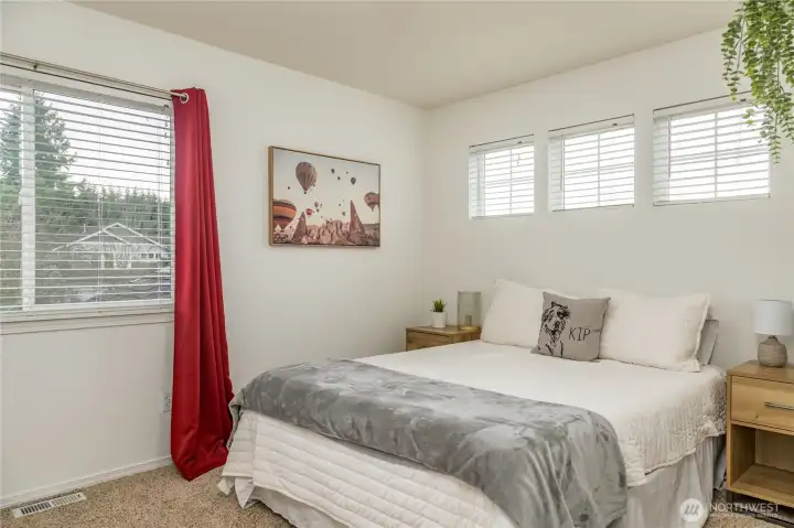 Enjoy a view of Mt Rainier from this second bedroom