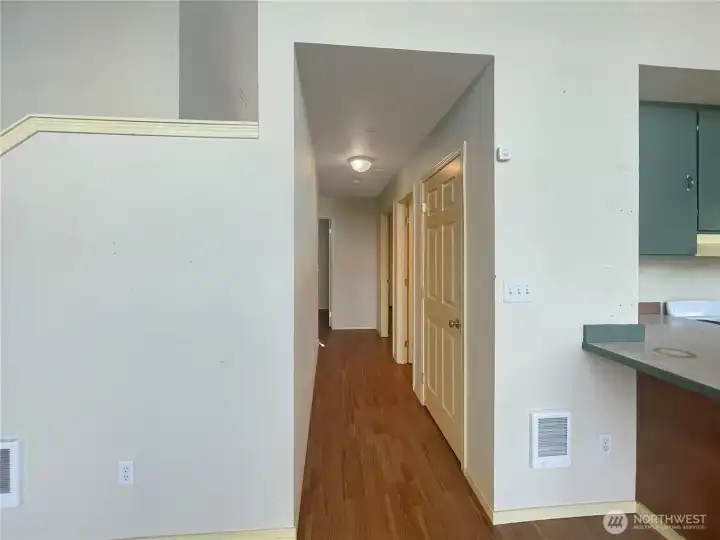 Hallway. Closet first right.