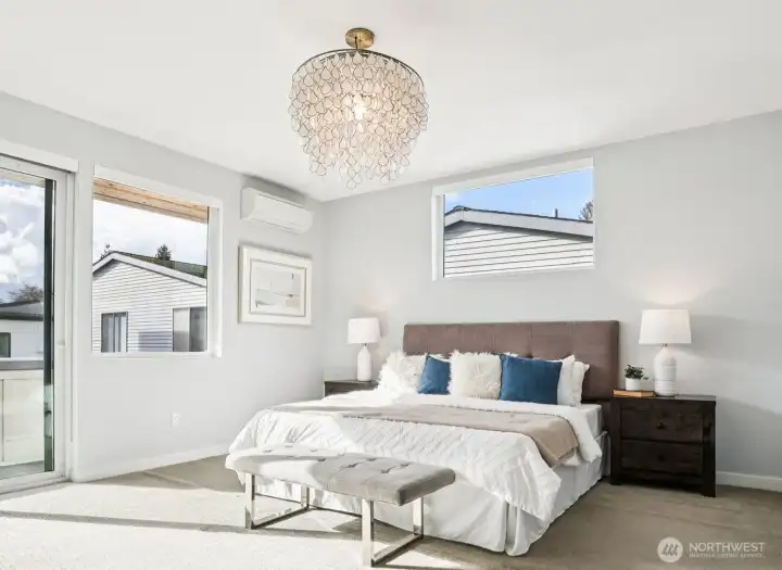 The primary suite encompasses the full upper level - perfect luxury and privacy!