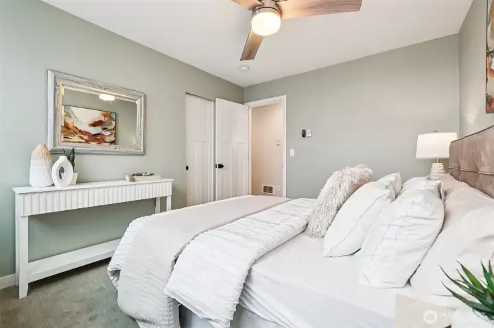 These bedrooms are bright, cheery and spacious - great to give guests their privacy or to use as a home office/other flex space.