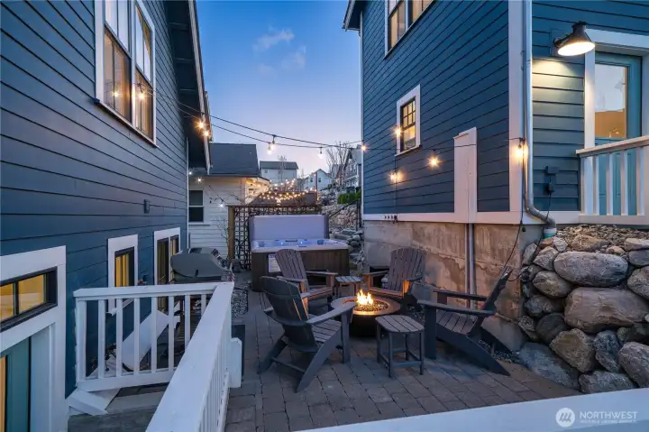 Twilight view 5 of outdoor living area.