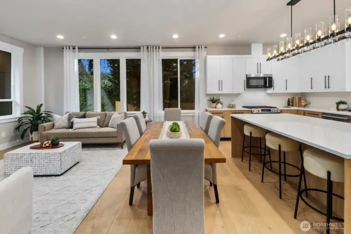 Beautifully curated designer lighting featured throughout the home.