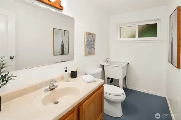 Lower 1/2 bath-easily convert to full bath