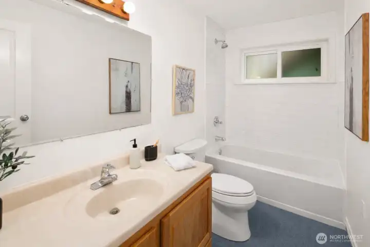 Convert lower bathroom to full bathroom!