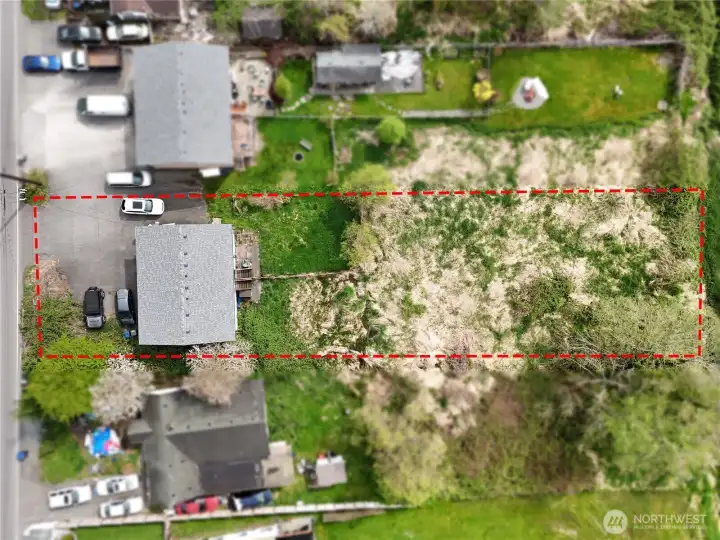 2410 Callow Rd top view with approximate boundary lines shown.