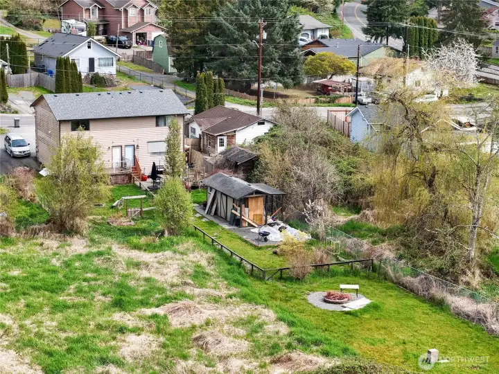 Large backyard can be made useable like the tenant did in unit 2406 A (the backyard on the right)