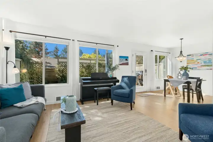 The ease of flow throughout the main level and multiple living spaces. The ease of flow throughout the main level and multiple living spaces.